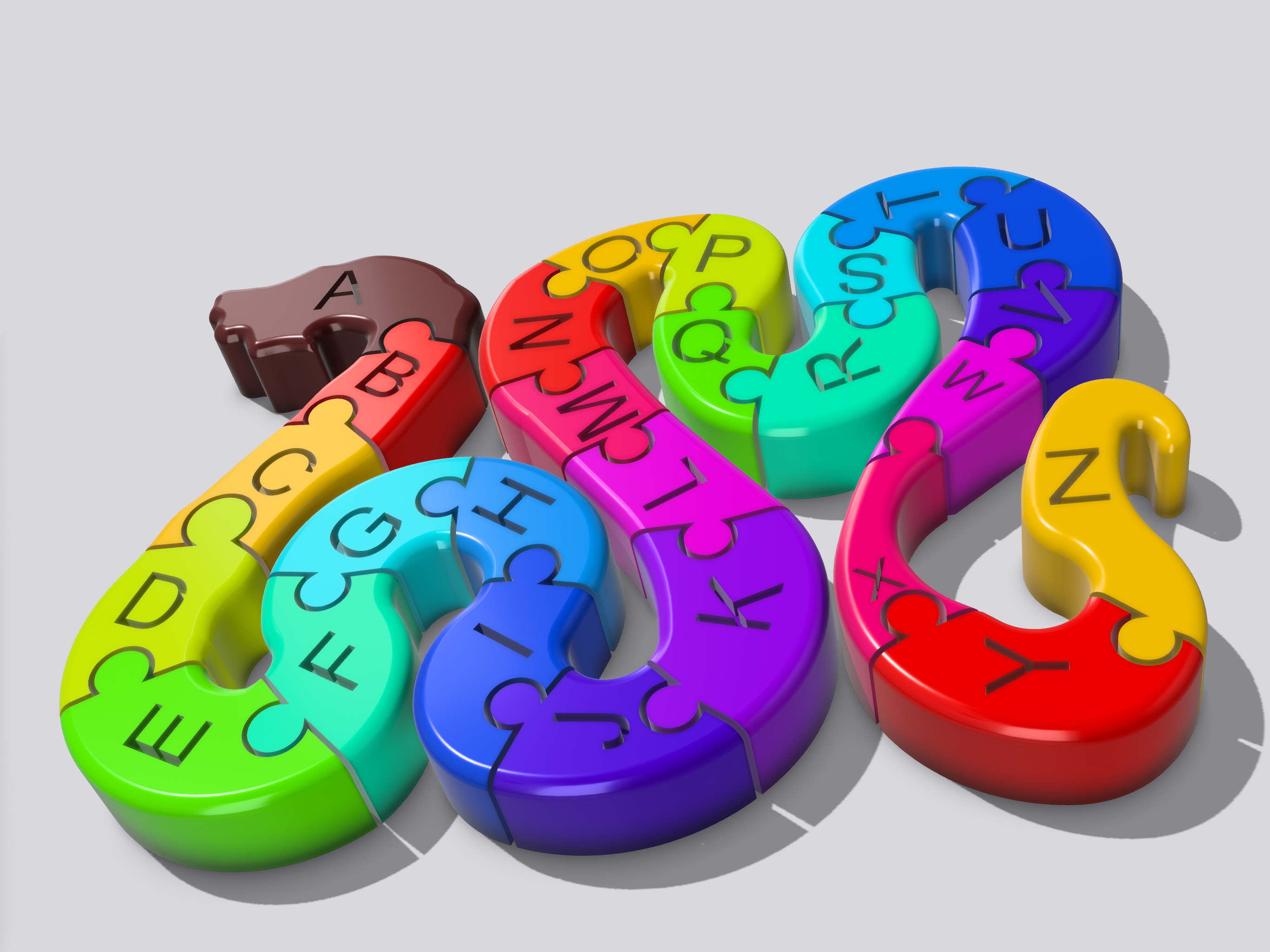 Puzzle de serpiente de letras y colores