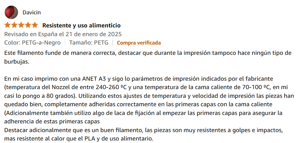 GIANTARM PETG comentario