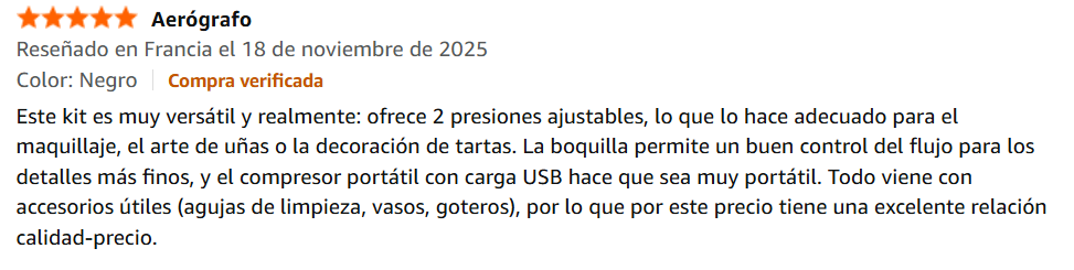 Comentario Opción económica - Kit de aerógrafo