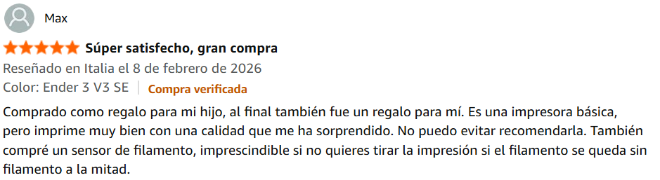 Comentario Creality Ender 3 V3 SE