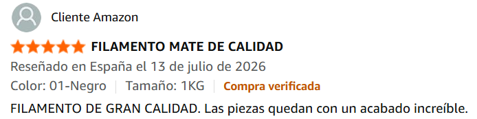 OVERTURE Matte PLA comentario