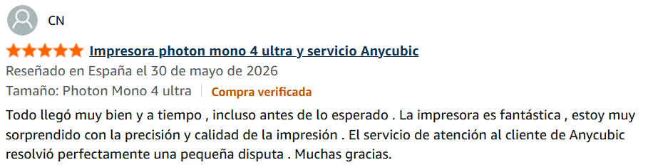 Anycubic Photon Mono 4 Ultra comentario