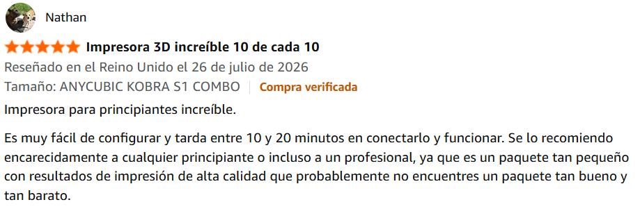 ANYCUBIC Kobra S1 Combo comentario