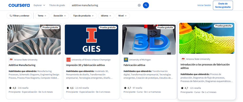 Coursera - Especialización en fabricación aditiva