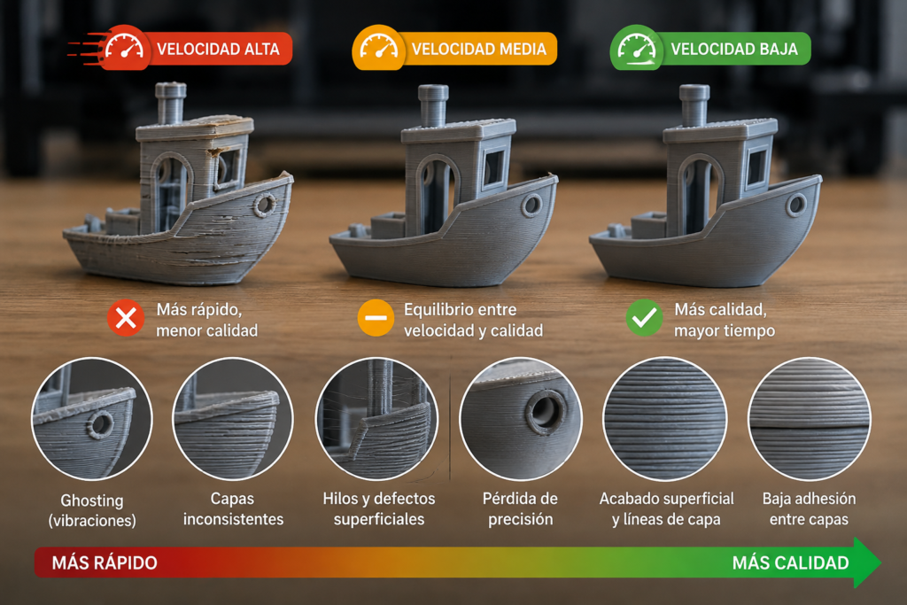 Cómo afecta la velocidad de impresión a la calidad de una pieza