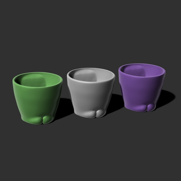 Macetas faciales - Modelo 3D atras